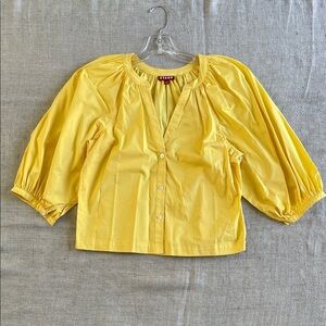STAUD Bright Yellow Poplin Button-Front Blouse